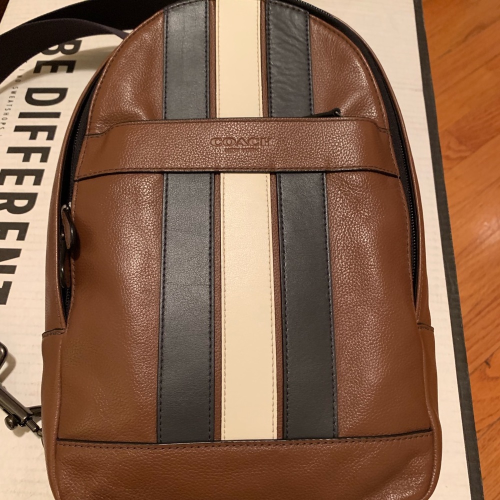 Coach Charles Sling Bag Varsity Leather Mens Used